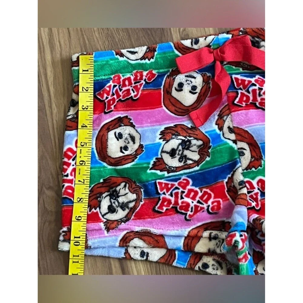 NEW Chucky Child's Play Horror Stripe Plush Sleep Shorts Spooky Pajamas Size XL